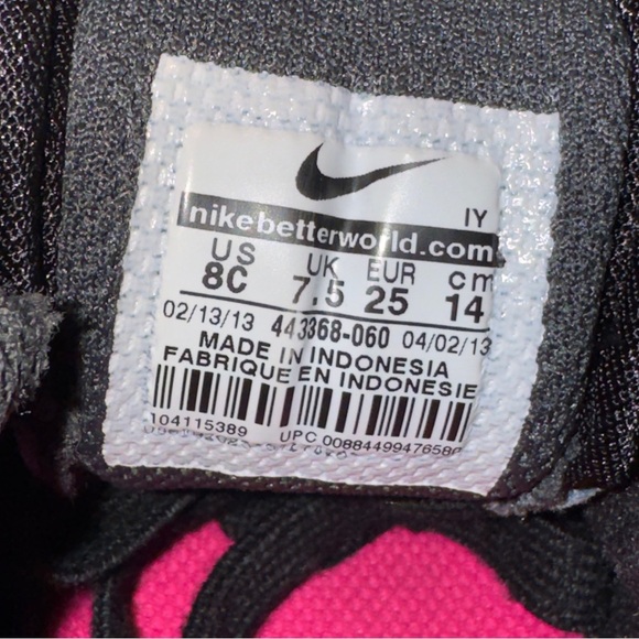 Nike Air Max Black Pink 443368-060 Toddler Baby Girl Size 8C - Picture 6 of 6